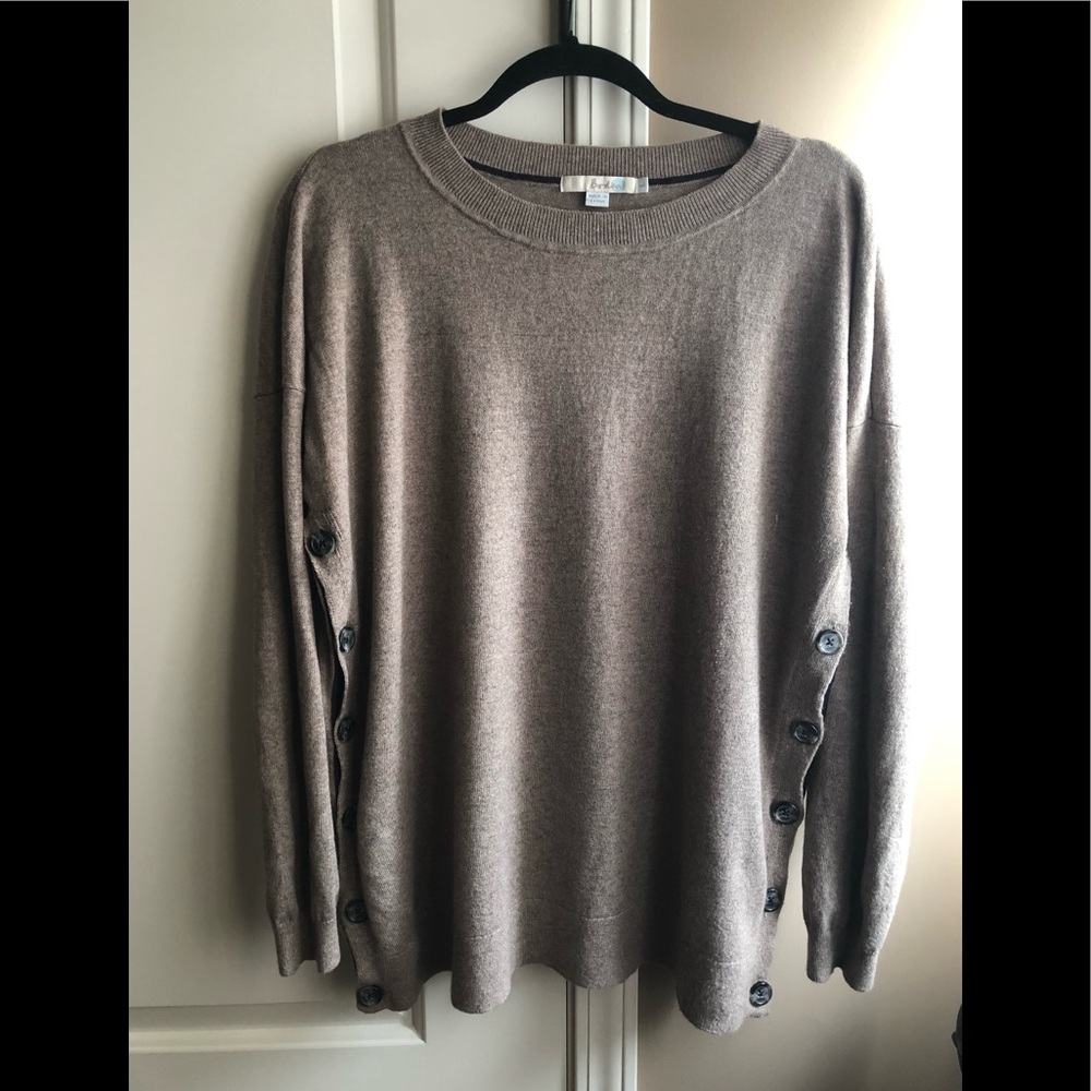 Boden Grace Side Button Jumper Size Large Truffle Melange